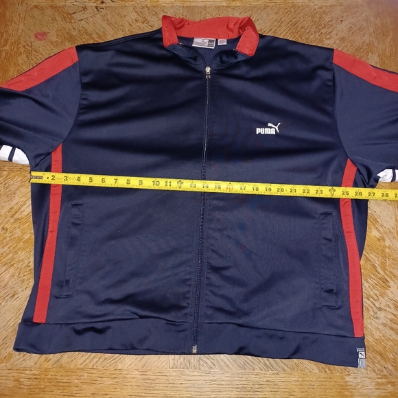 Puma Full Zip Track Jacket Mens Size 3XL Navy Blue Side Pocket Label Stripe. See - Picture 5 of 6